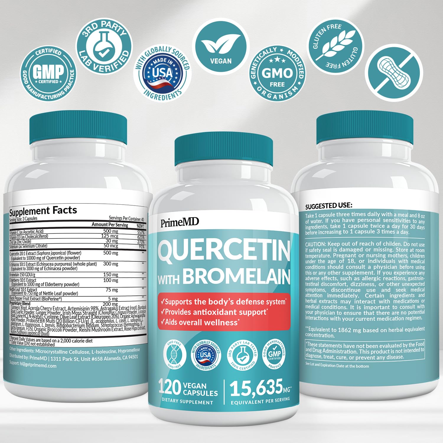 Side view of PrimeMD immune defense capsules 120 count