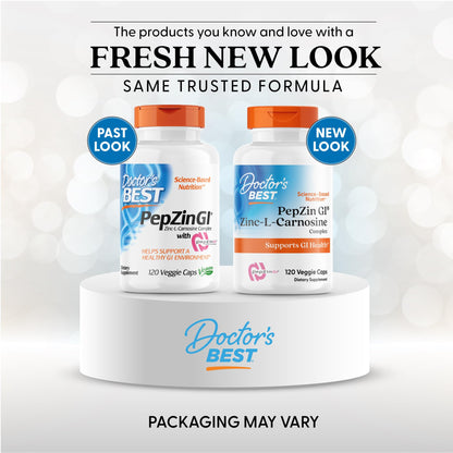 Doctor's Best Zinc L Carnosine supplement facts label showing patented formula ingredients
