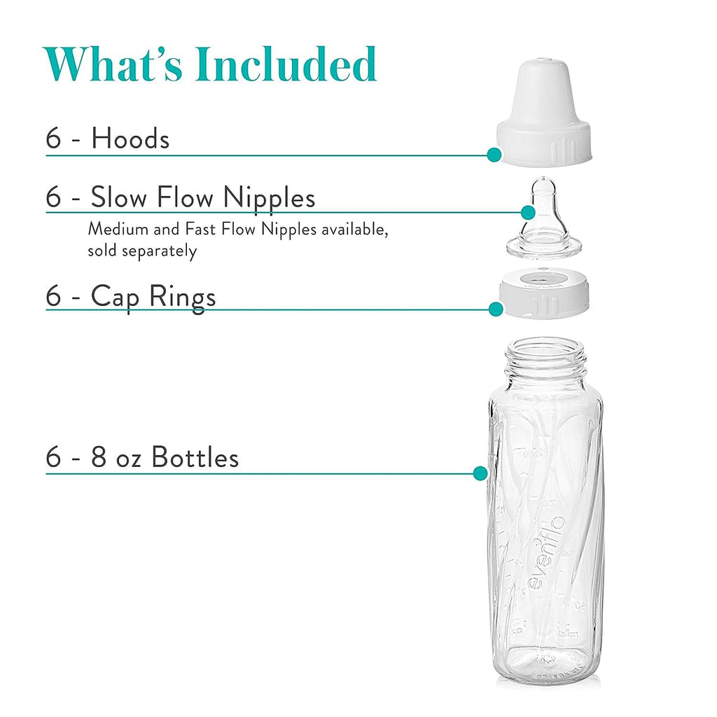 Evenflo Feeding glass bottle with slow flow silicone nipple
