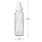Side profile of Evenflo 8 fluid ounce glass feeding bottle