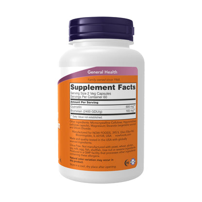 Now Foods Quercetin With Bromelain supplement facts label