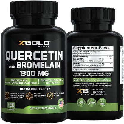 Professional packaging of X Gold Health Quercetin and Bromelain