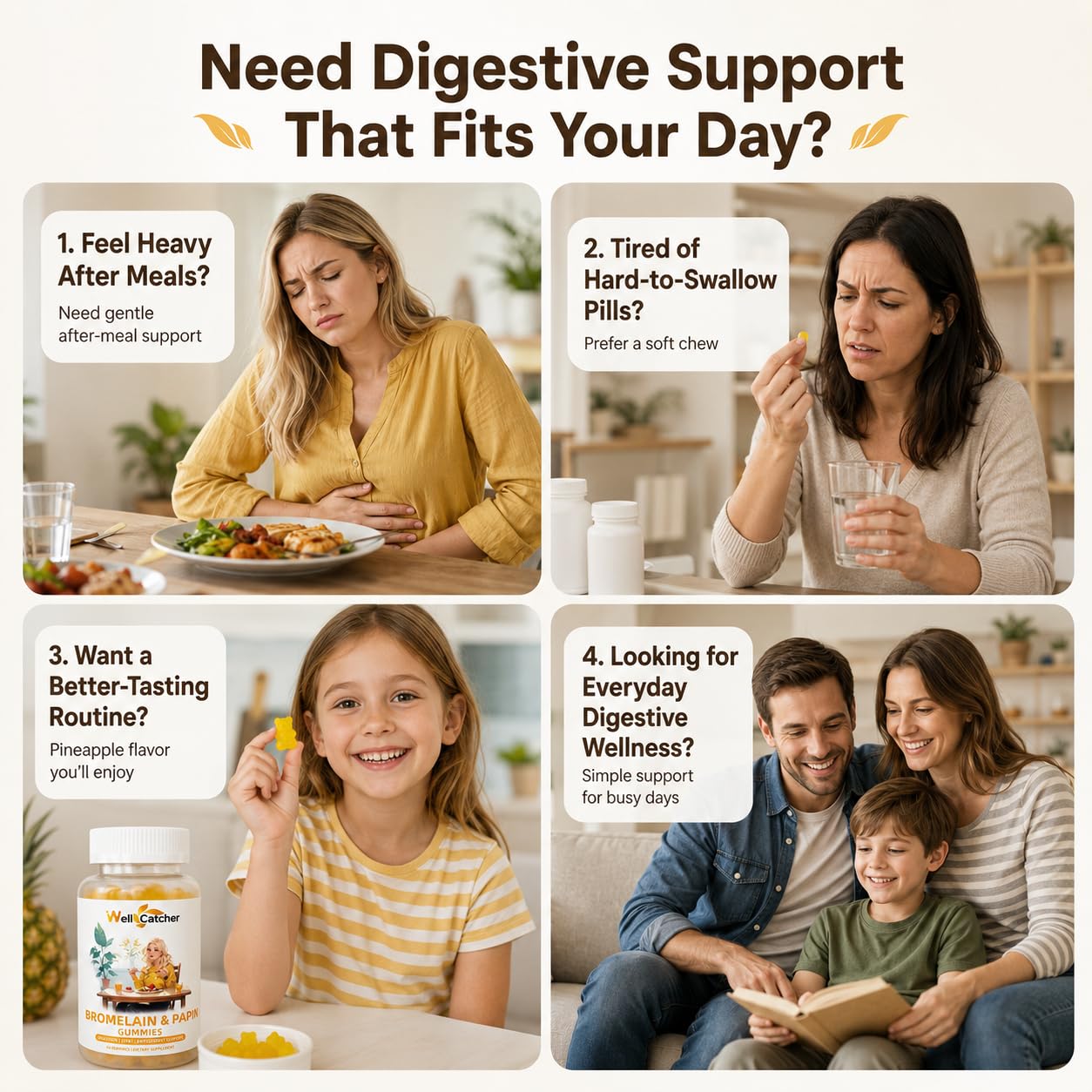 Wellcatcher digestive health gummies ingredient label