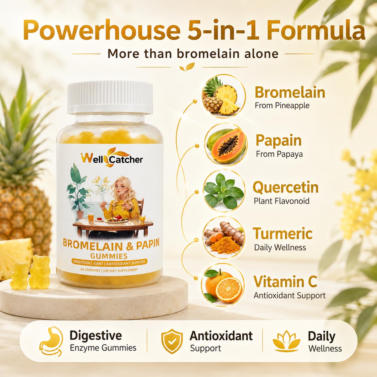 Wellcatcher Bromelain 500mg gummies texture and size