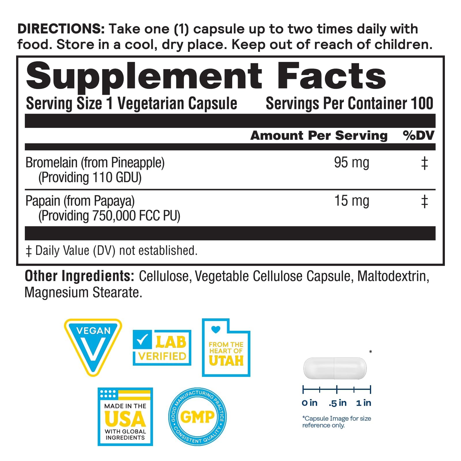 Nature's Life 100 vegan capsules bottle label details