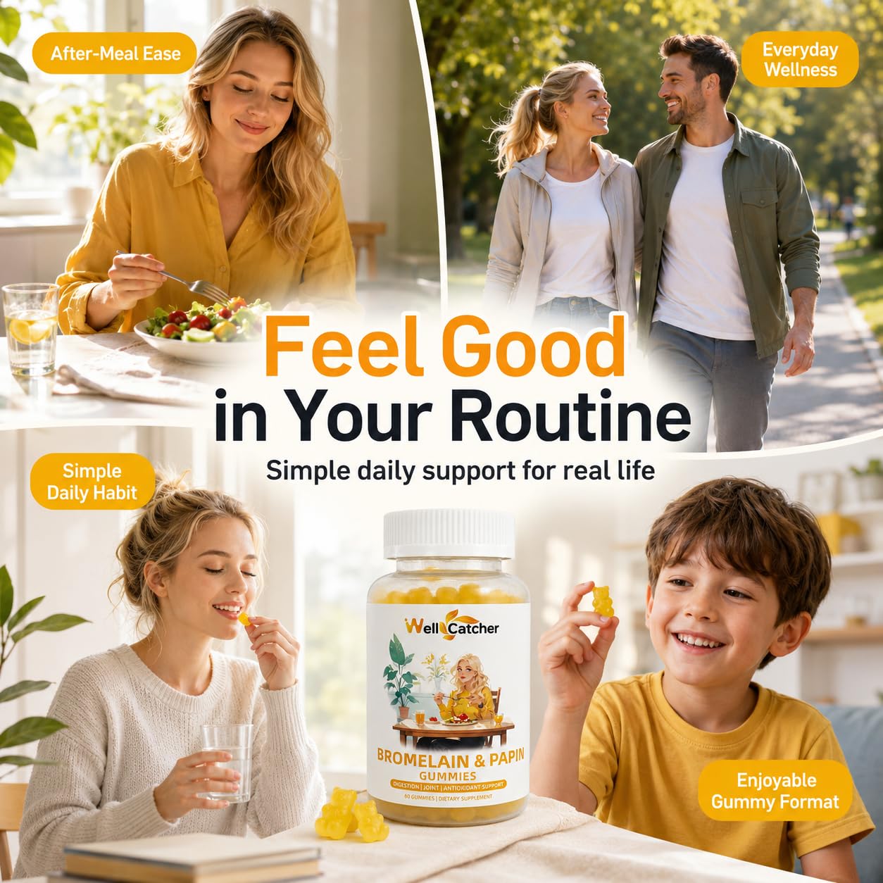 Wellcatcher vegan and non-GMO digestive support gummy packaging