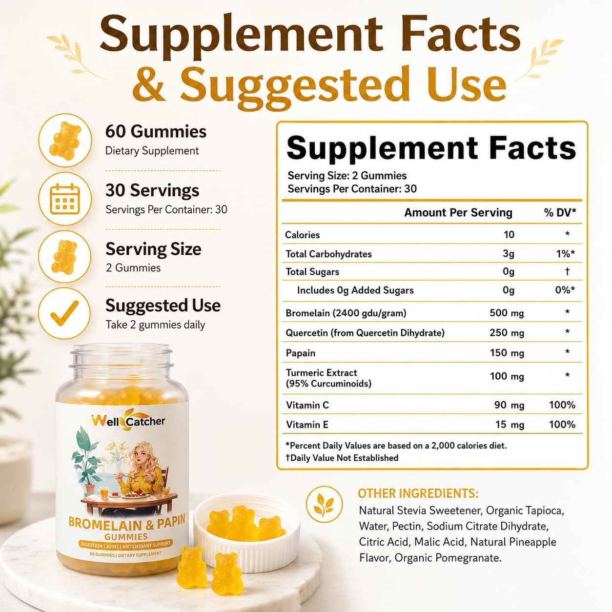 Group of Wellcatcher digestive enzymes gummies