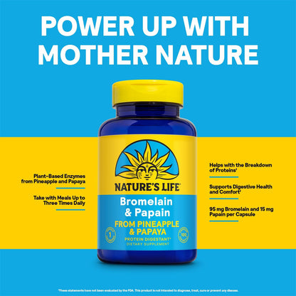 Nature's Life Bromelain and Papain ingredients label