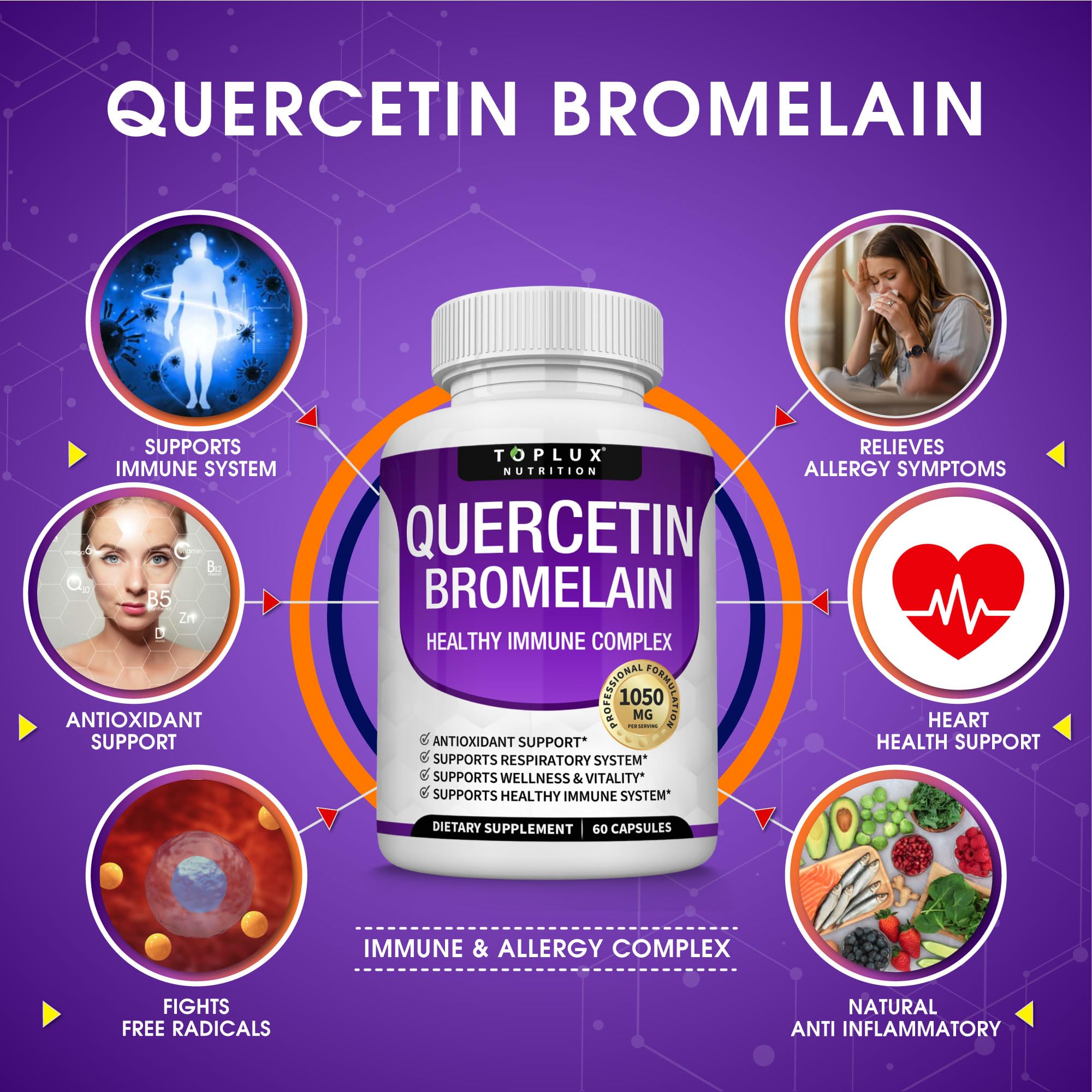 Toplux Quercetin 1050mg supplement facts label