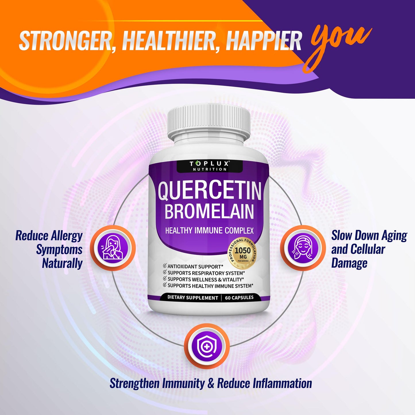 Toplux Quercetin with Bromelain and Zinc 1050mg packaging details