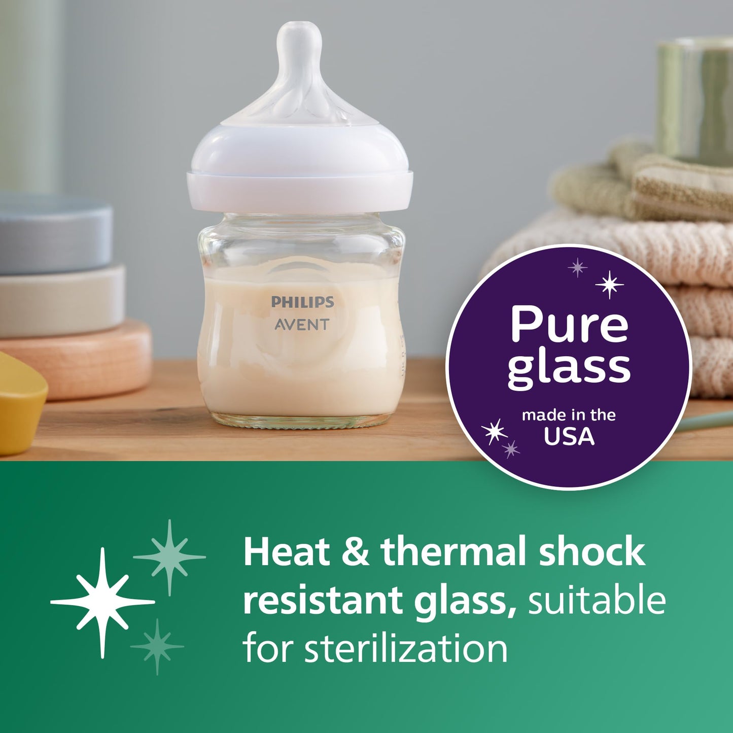 Philips Avent 120ml glass baby bottle packaging