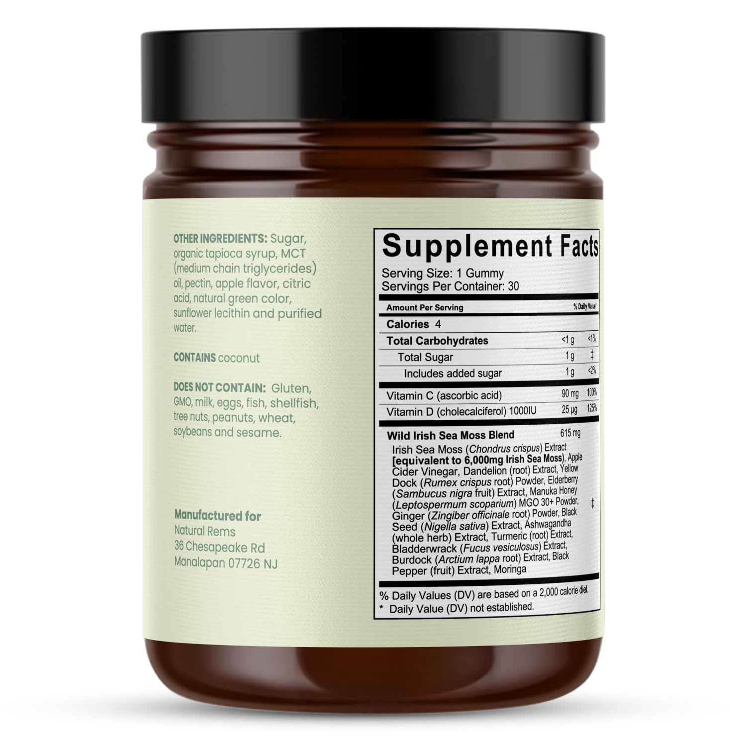 Natural Rems sea moss complex supplement for daily vitality