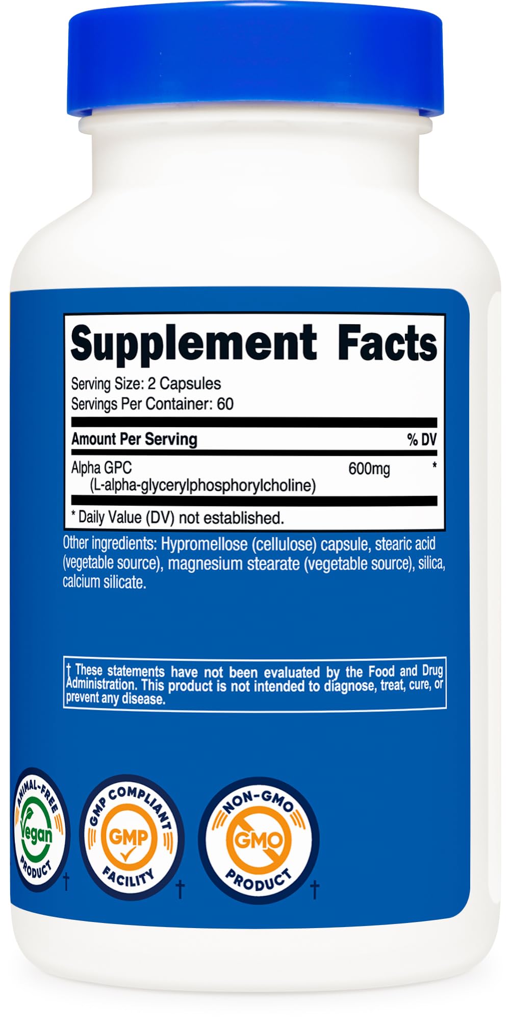 Nutricost Alpha GPC vegetarian choline capsules for memory focus and mental clarity