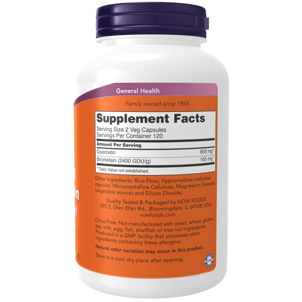 Now Foods Quercetin with Bromelain label details