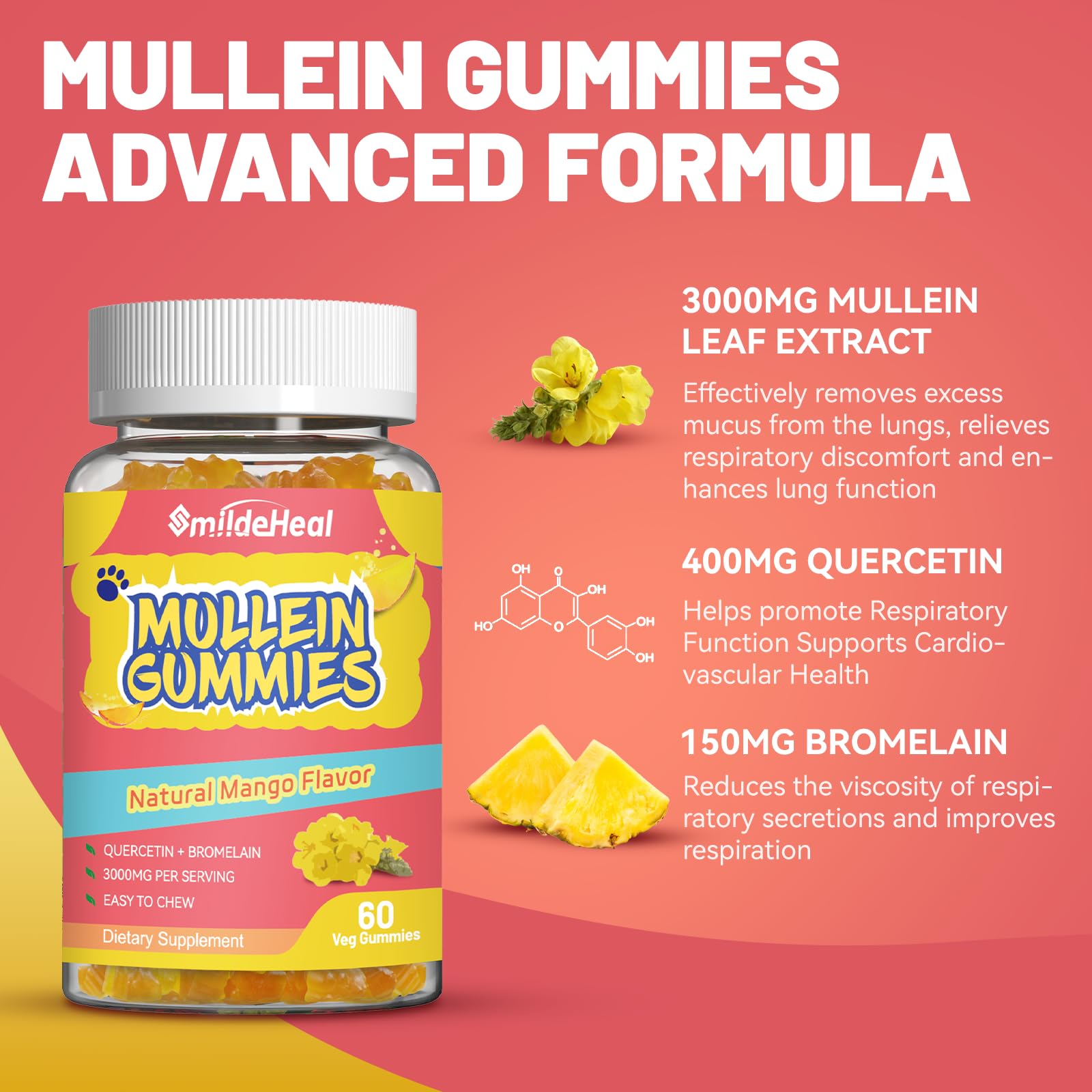 SmildeHeal Mullein Gummies respiratory supplement ingredients
