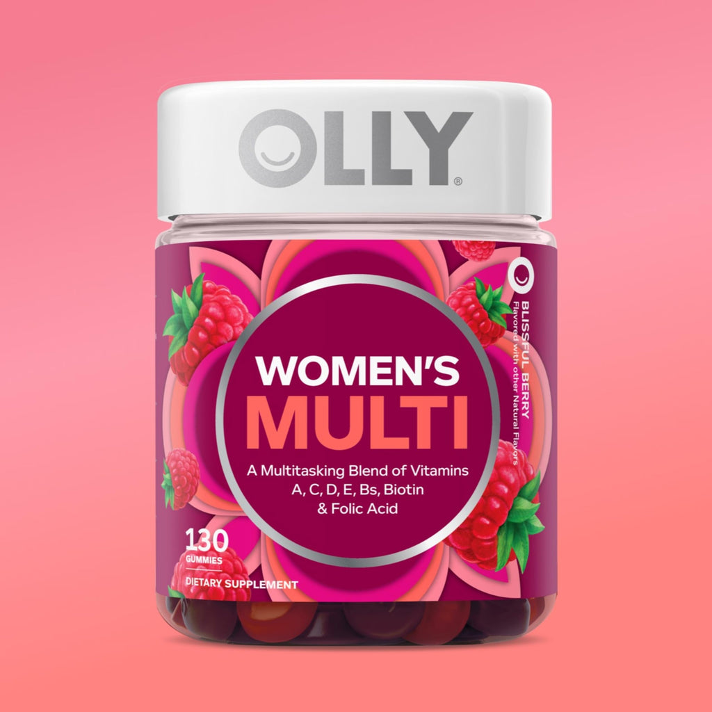Olly vitamin gummy bottle lifestyle and wellness setting