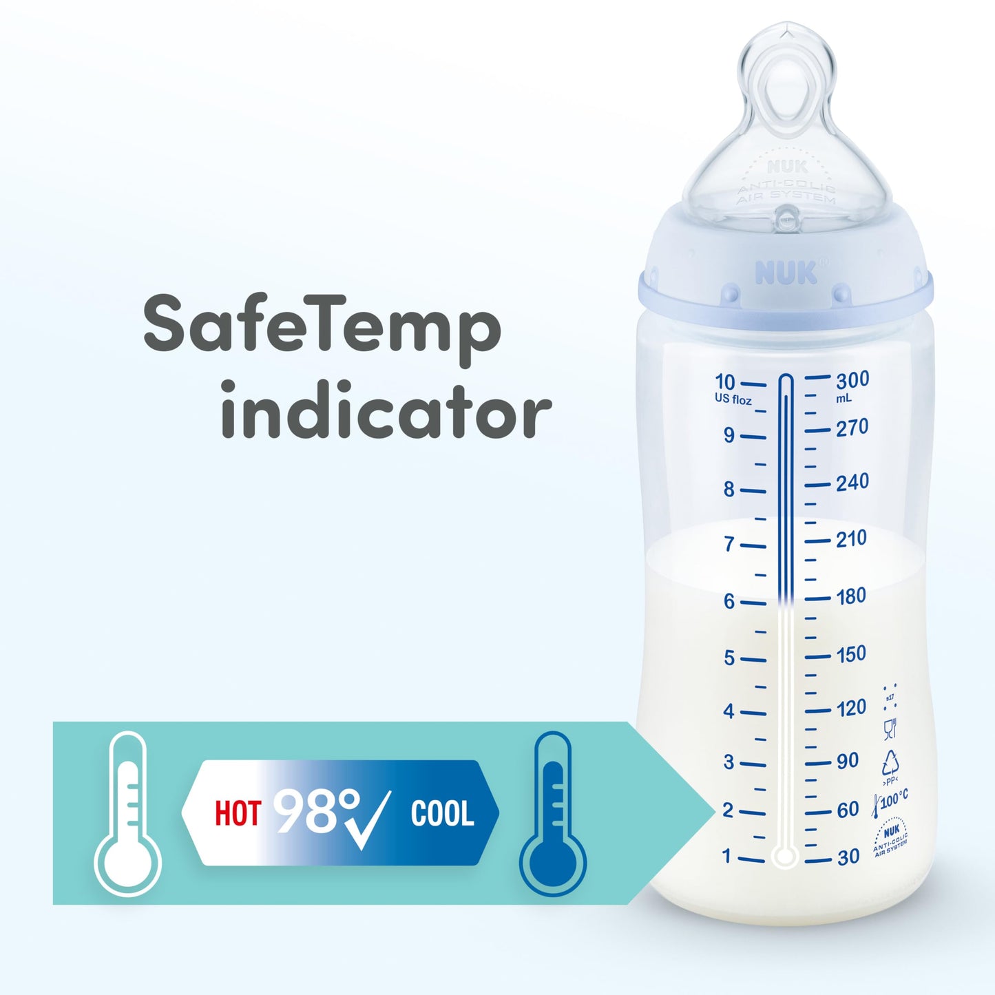 Nuk Simply Natural baby bottle disassembled for cleaning