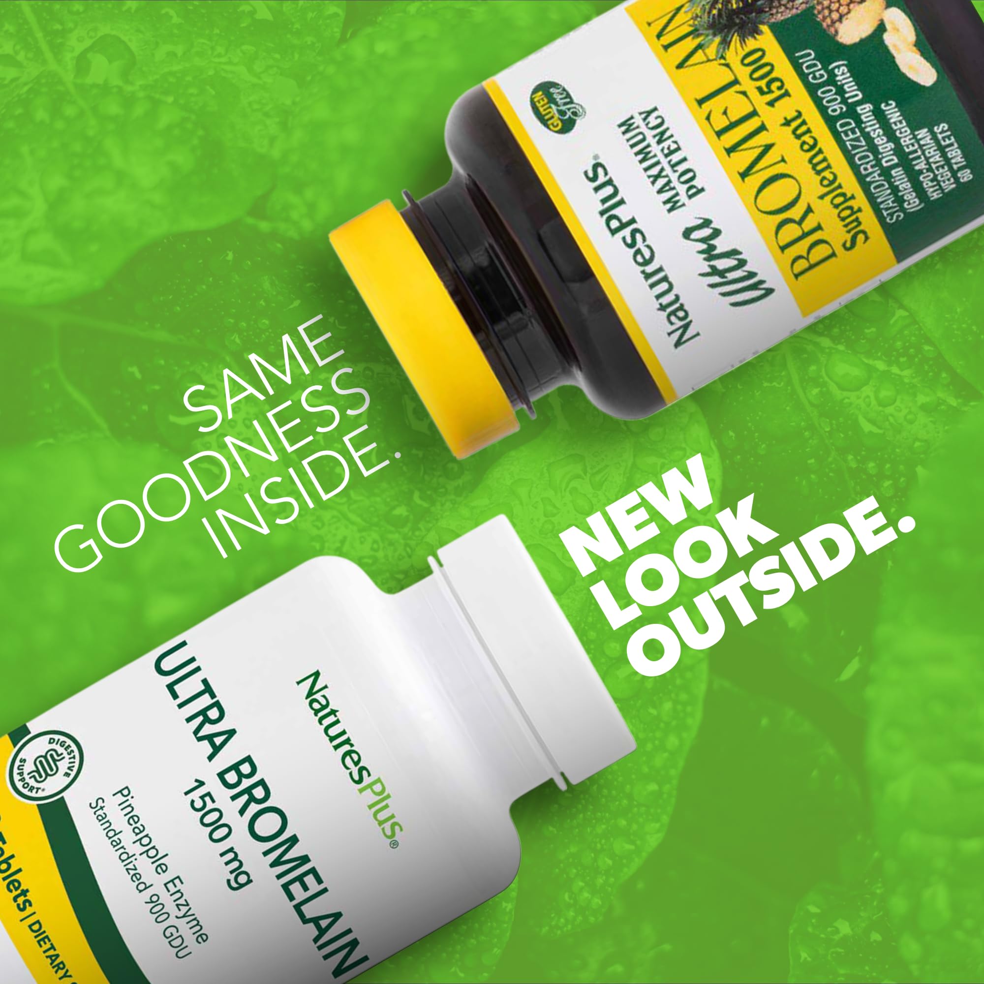 NaturesPlus Ultra Bromelain bottle packaging label