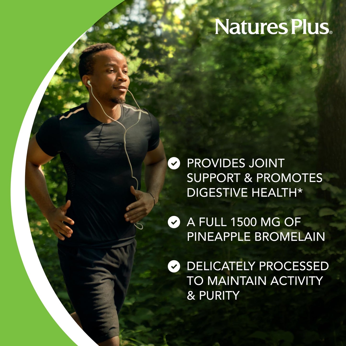 Close up of NaturesPlus Ultra Bromelain tablet details