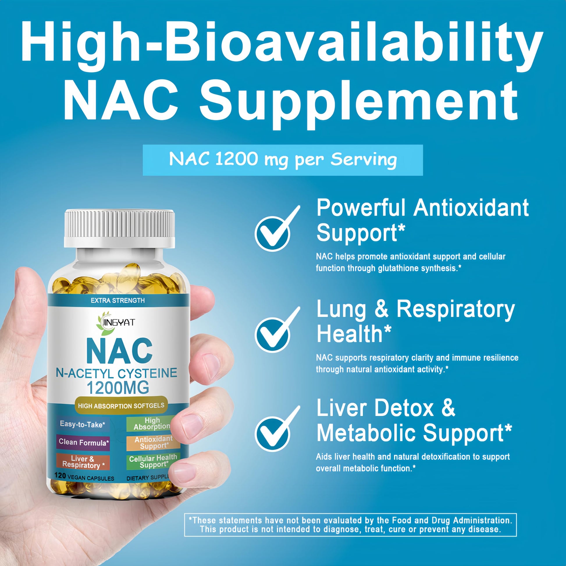 High absorption NAC 1200mg softgel label details