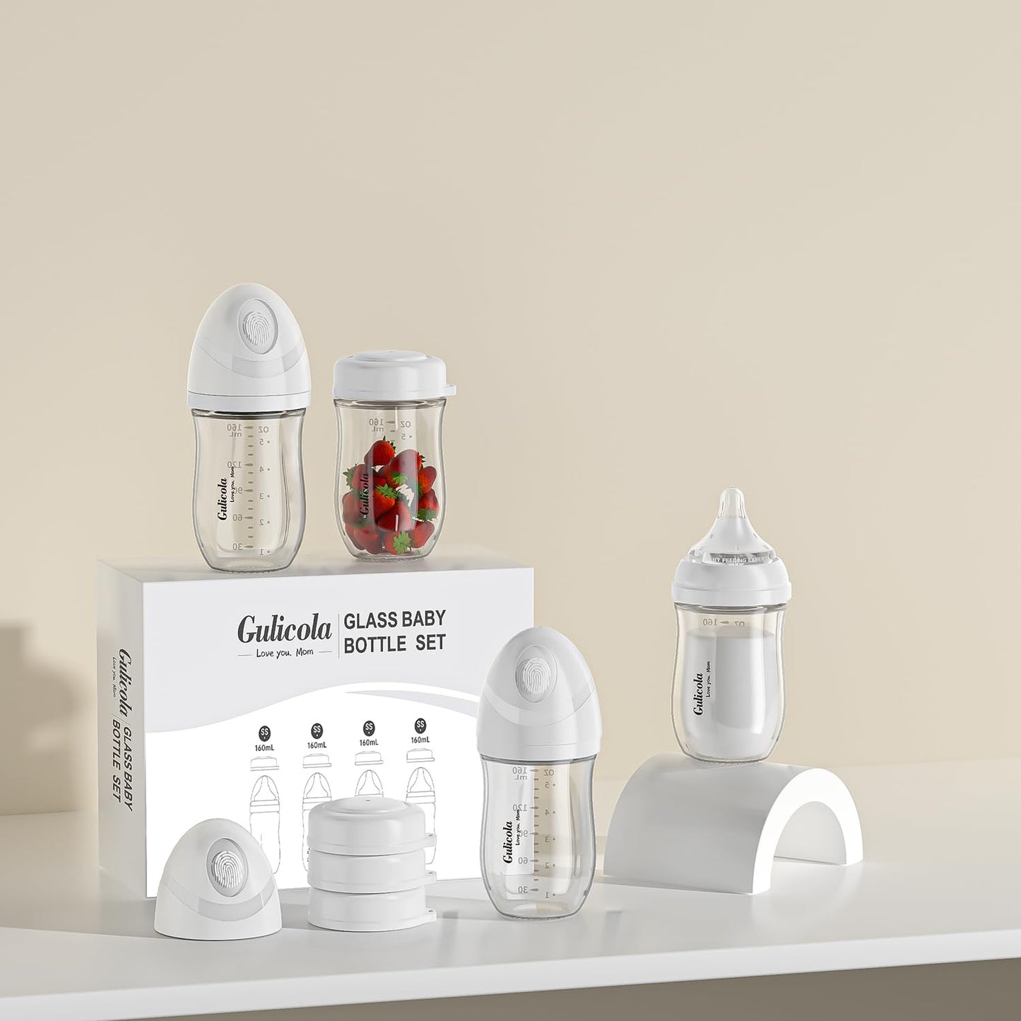 Gulicola newborn breastfeeding bottle set with anti-colic nipples
