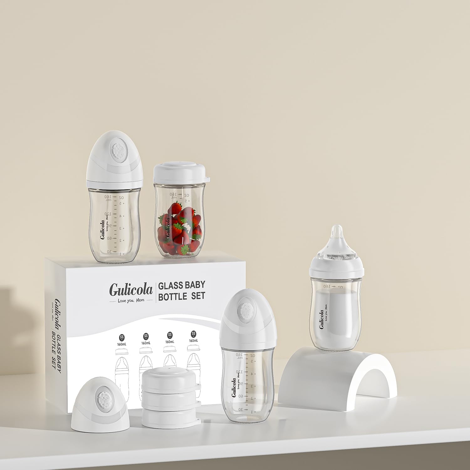 Gulicola newborn breastfeeding bottle set with anti-colic nipples