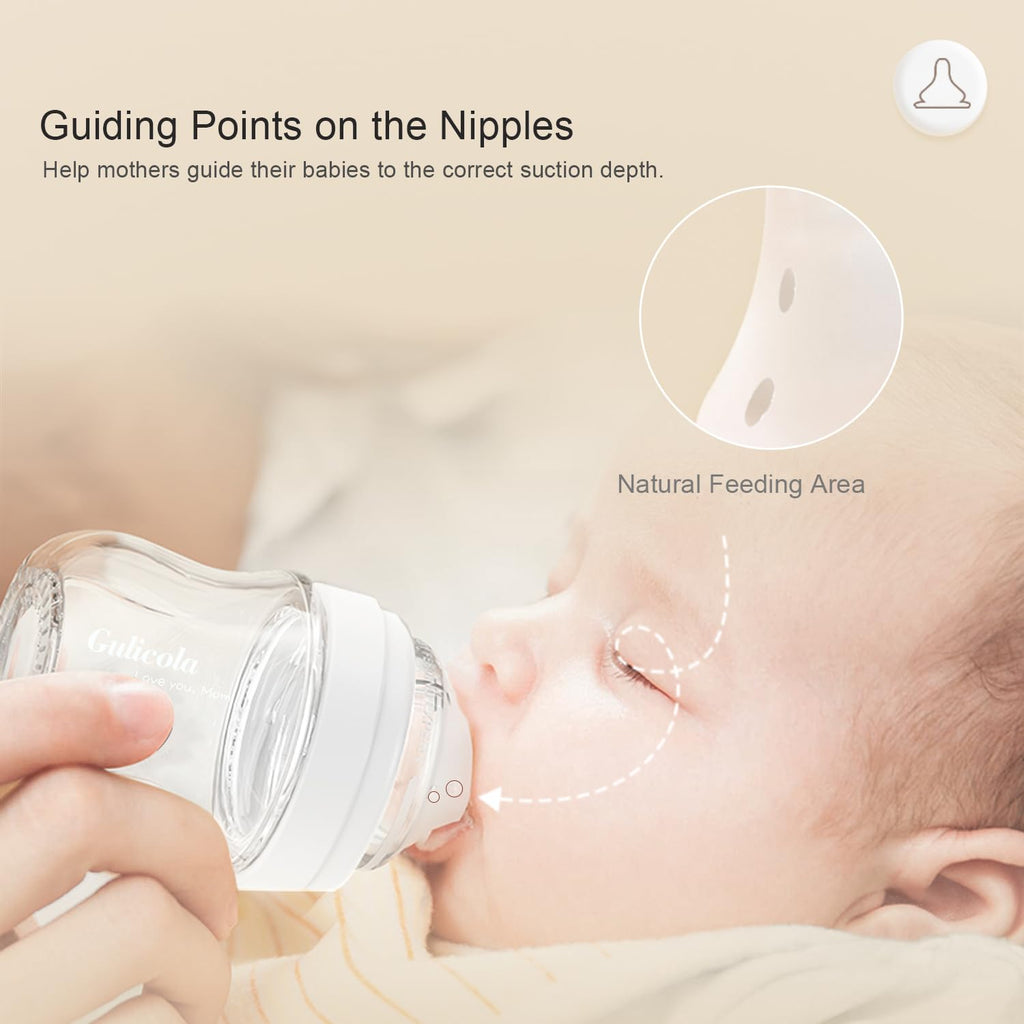 Gulicola 5 fluid ounce glass baby bottle set white