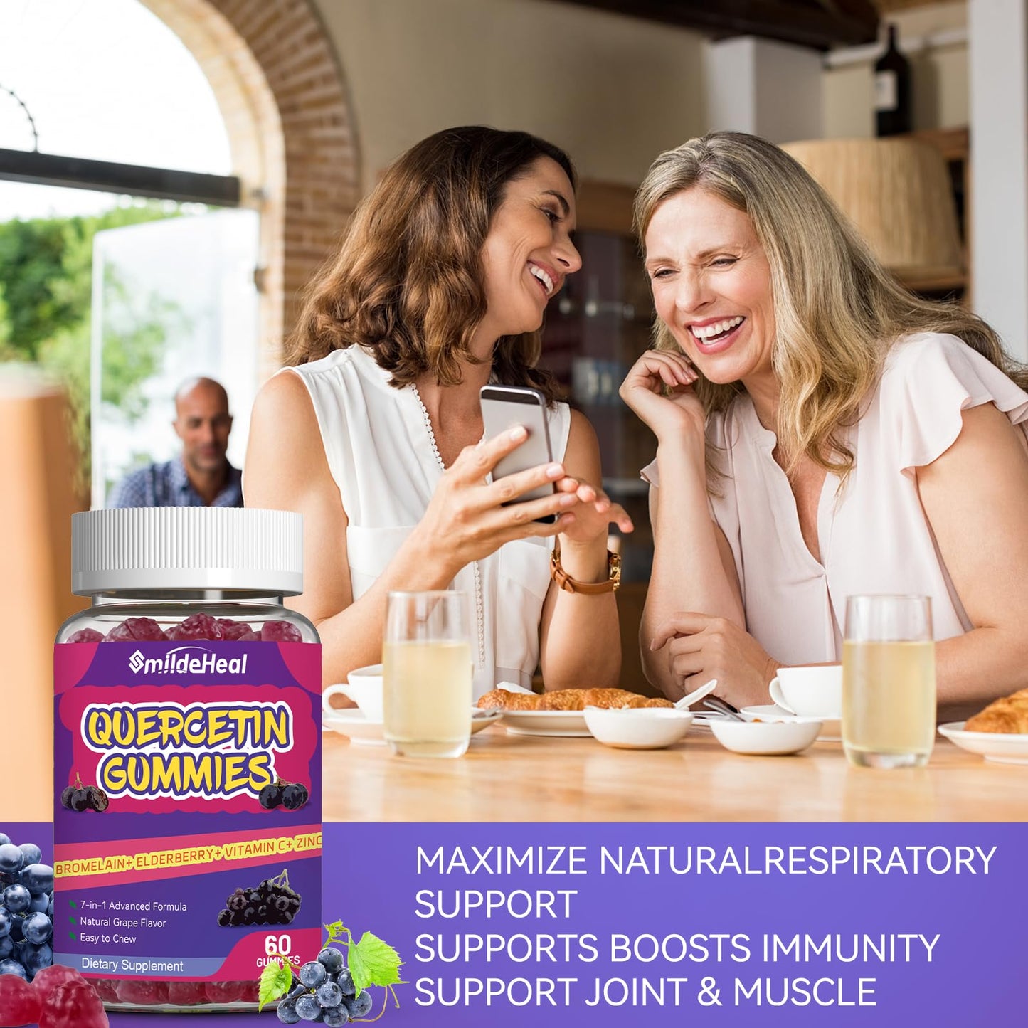 SmildeHeal quercetin grape flavored gummy texture