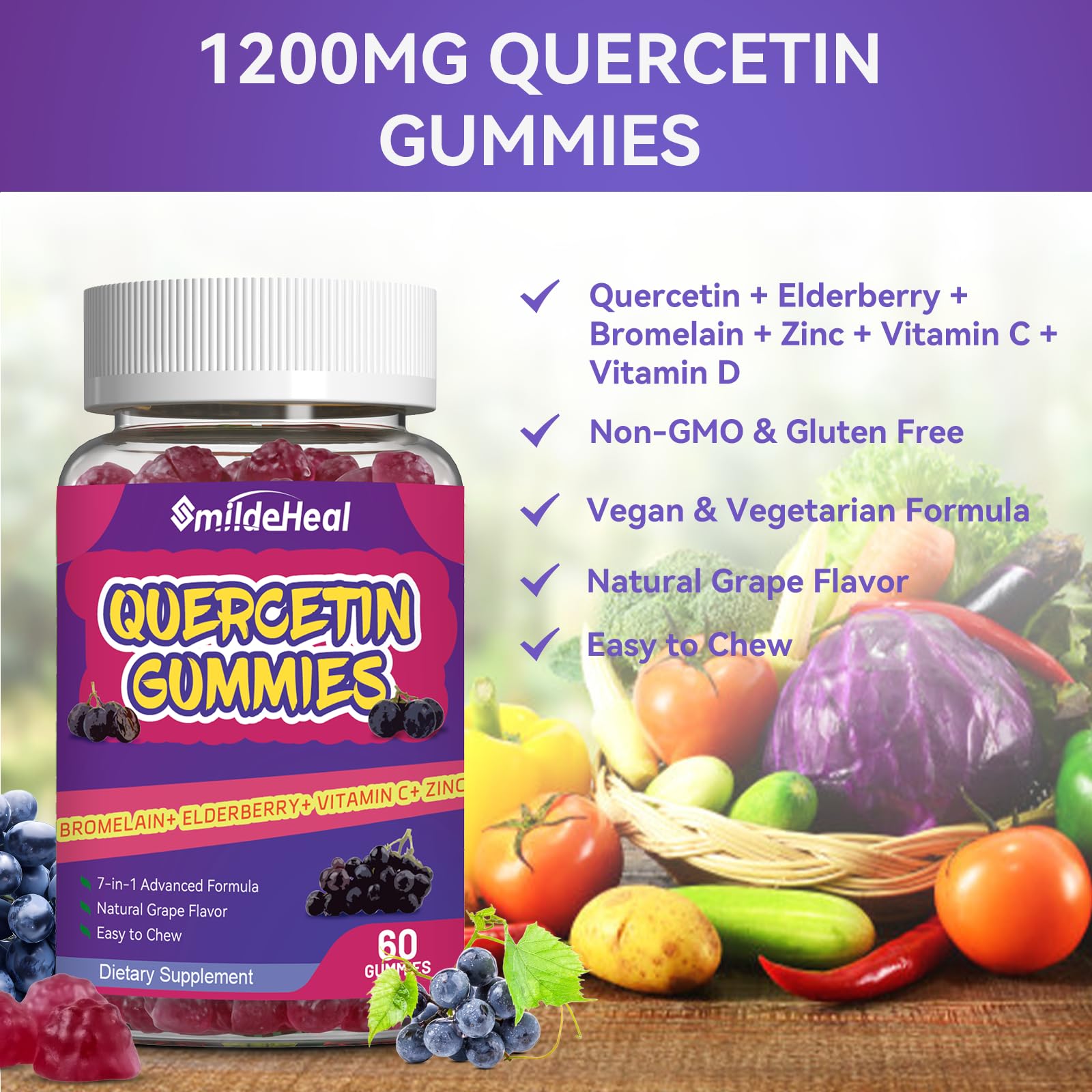 SmildeHeal 7-in-1 immune support supplement bottle