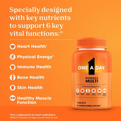 Imported One A Day packaging showing 6 key vital functions diagram