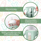 Three pack of Juome silicone bottle sleeves in pink, brown, and grey options.
