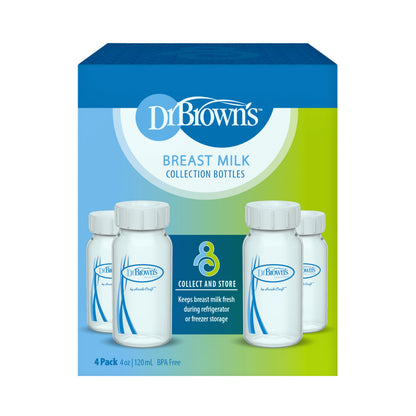Dr. Brown's breast milk bottles arranged for storage.