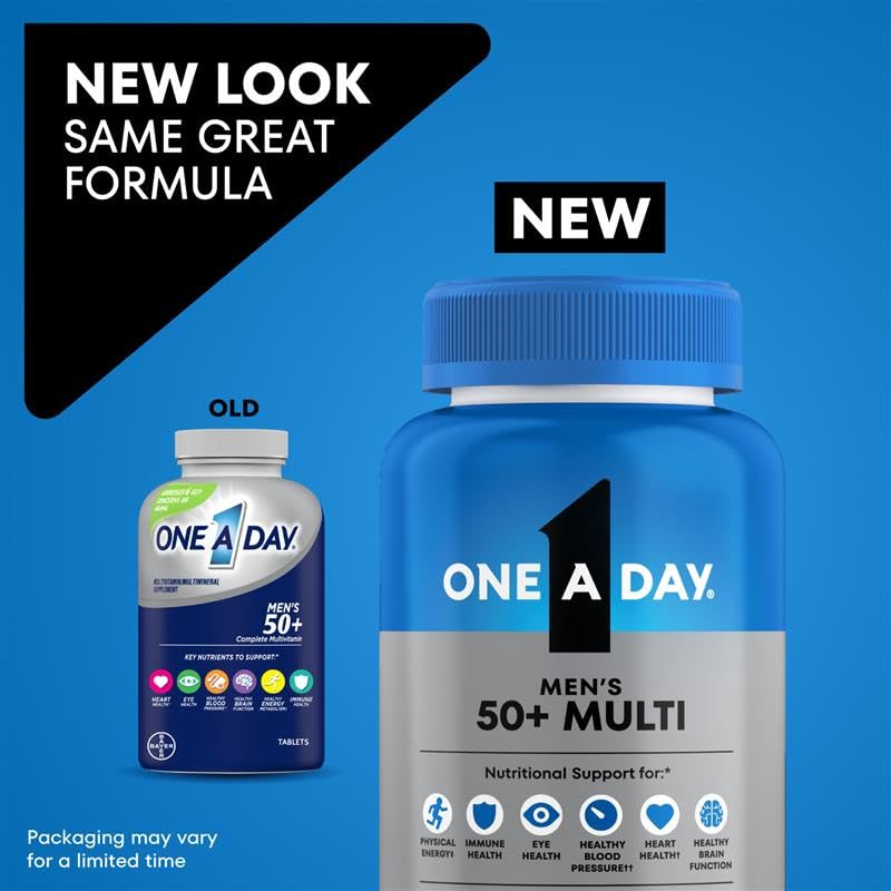 One A Day imported multivitamin for men over 50 supplement facts and ingredients label