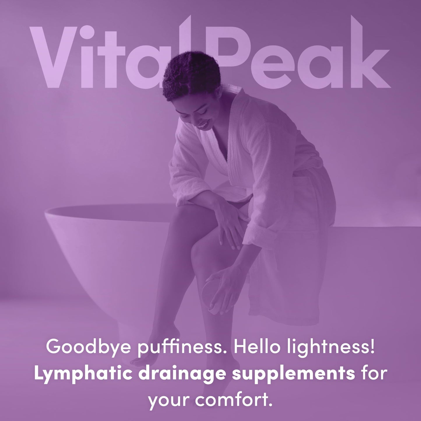 Close up of Vital Peak wellness capsule bottle