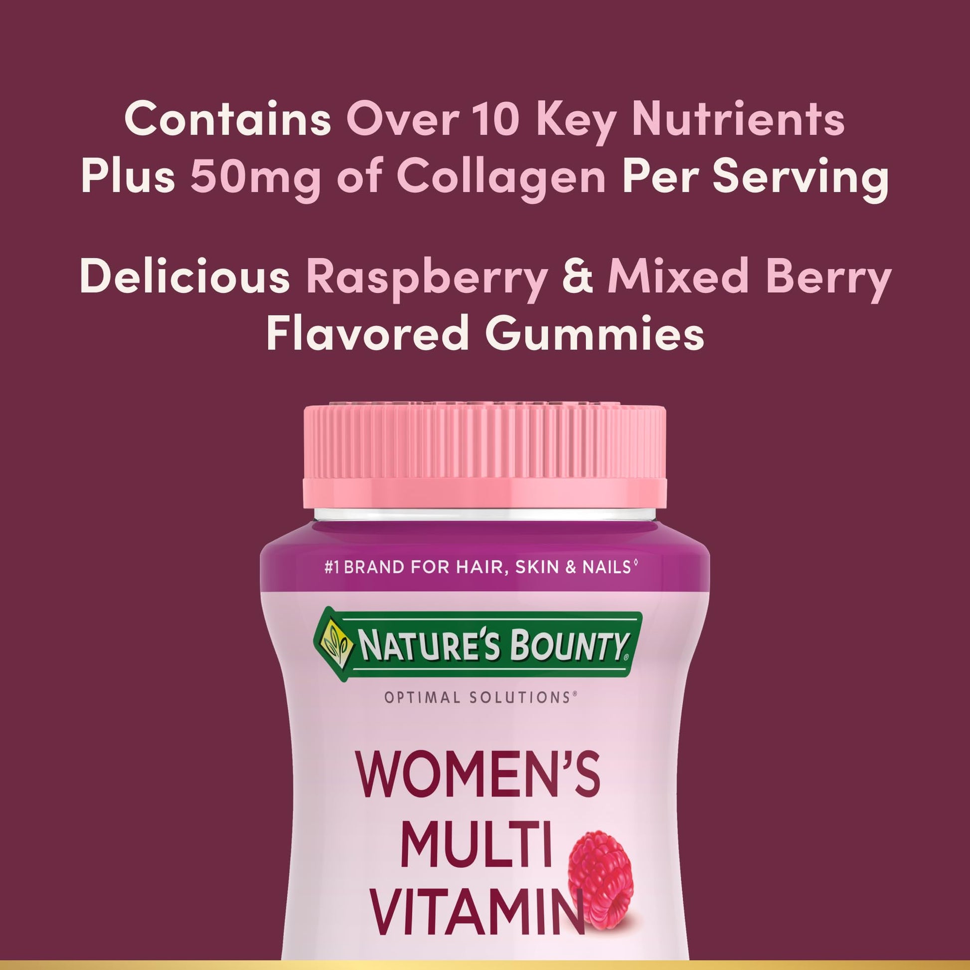 Back label of Nature's Bounty women's multi vitamin showing clean ingredients and daily value matrix