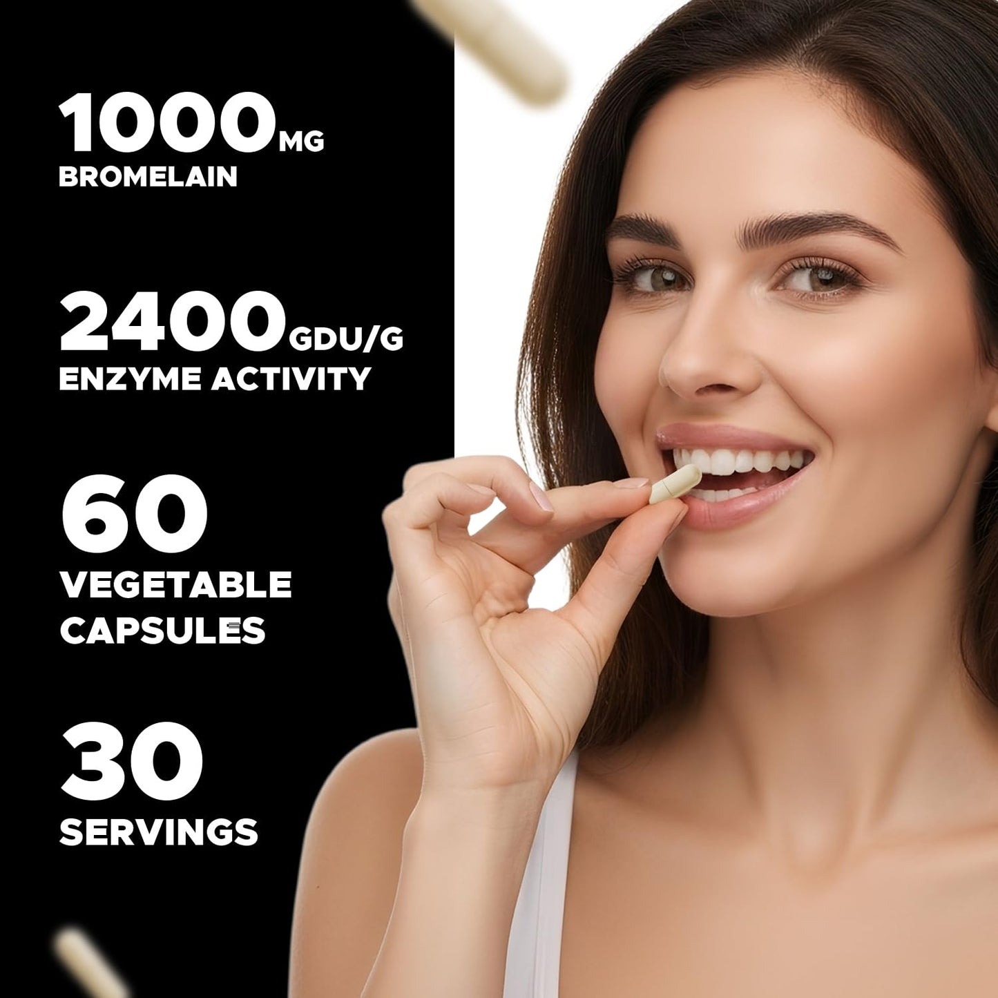 Vitabod Bromelain capsules bottle showing nutritional information
