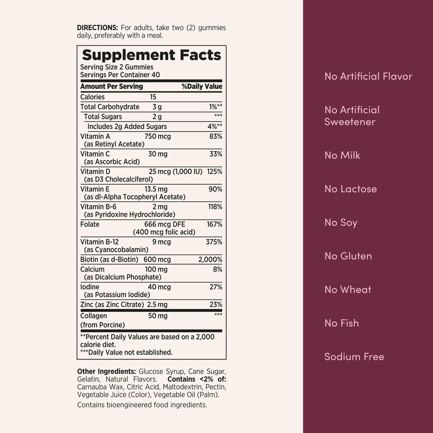 Close up of eighty count Nature's Bounty women's multivitamin gummy textures and natural berry colors