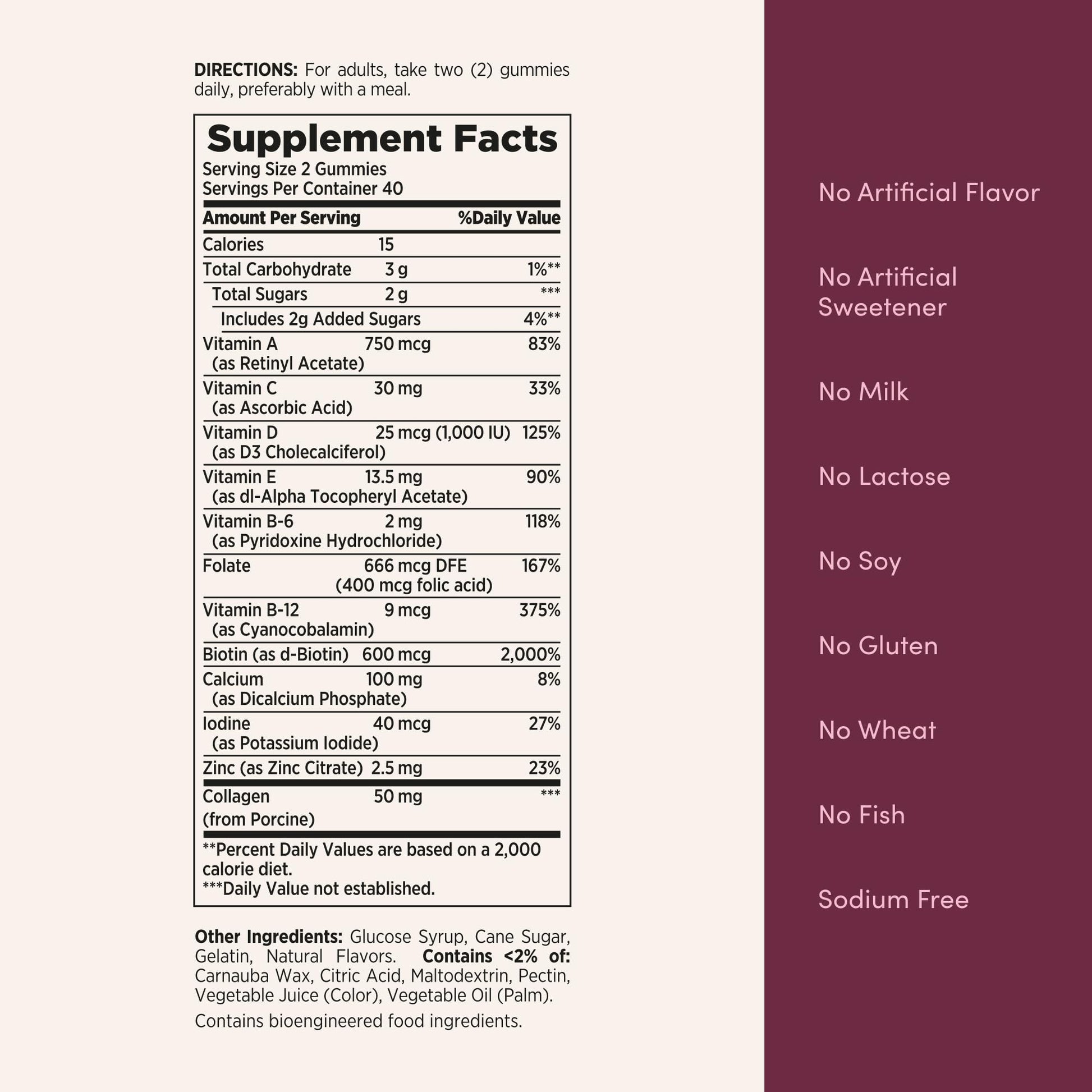 Close up of eighty count Nature's Bounty women's multivitamin gummy textures and natural berry colors