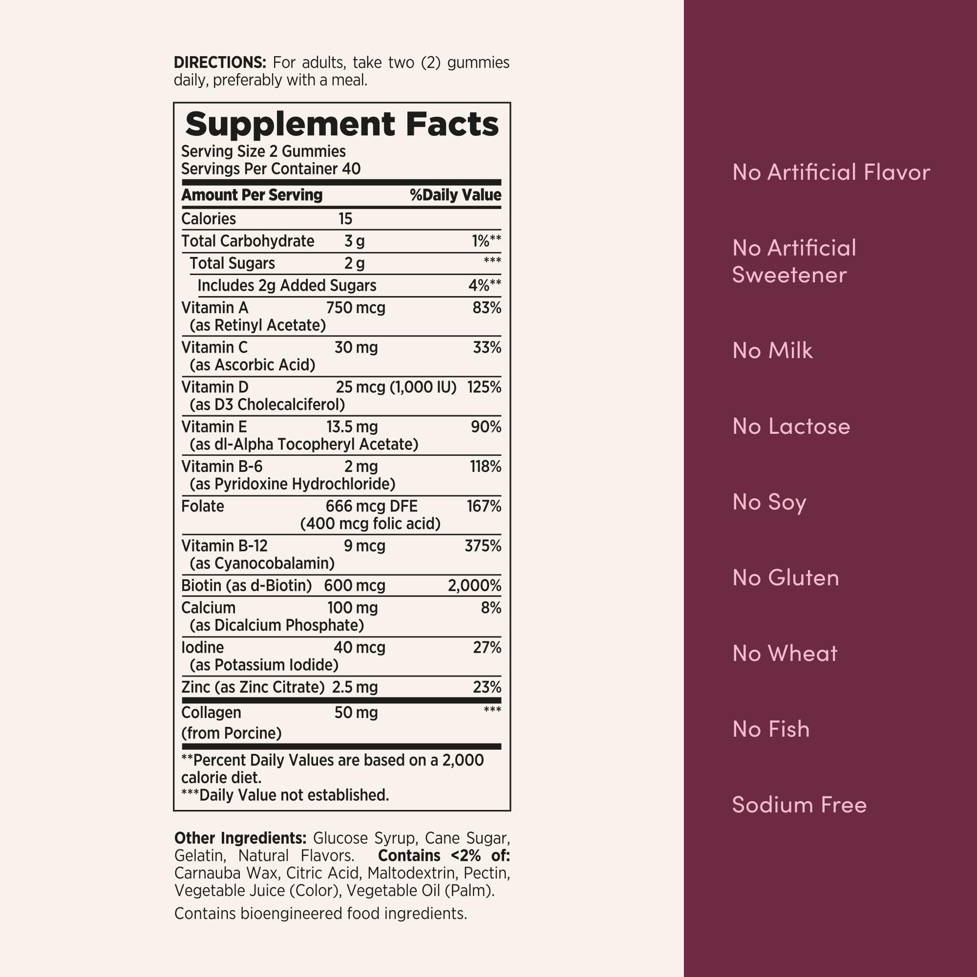 Close up of eighty count Nature's Bounty women's multivitamin gummy textures and natural berry colors