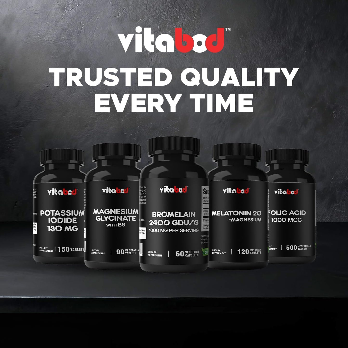 Back label of Vitabod Bromelain 1000mg capsules for digestion