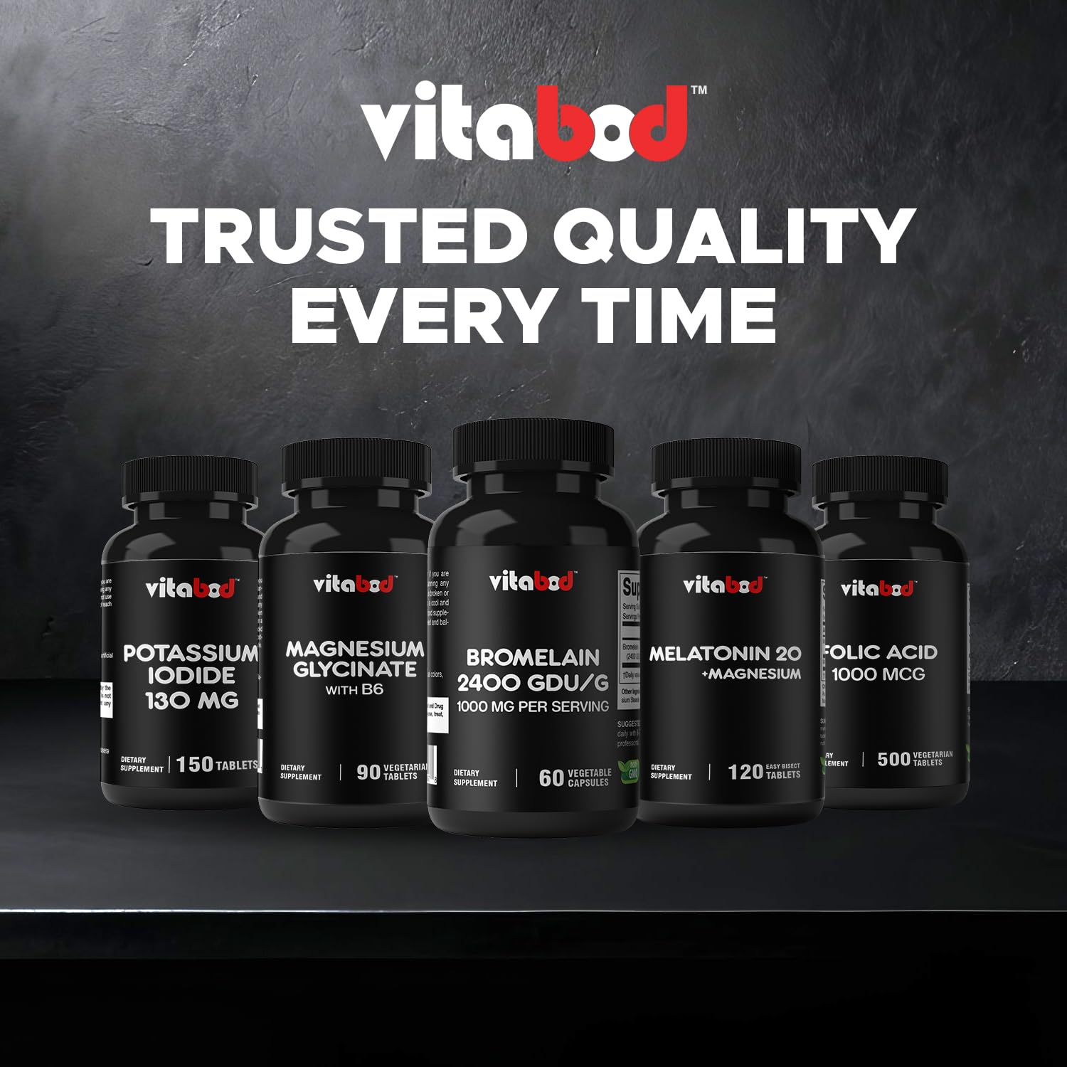 Back label of Vitabod Bromelain 1000mg capsules for digestion