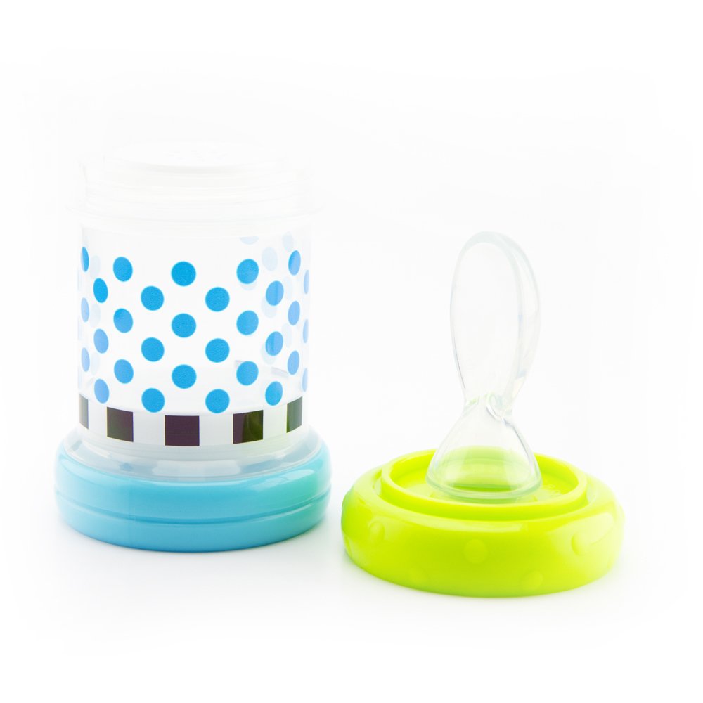 Close up of Sassy Baby Food Nurser feeding accessories