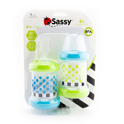 Sassy baby feeding set packaging for 4 month olds