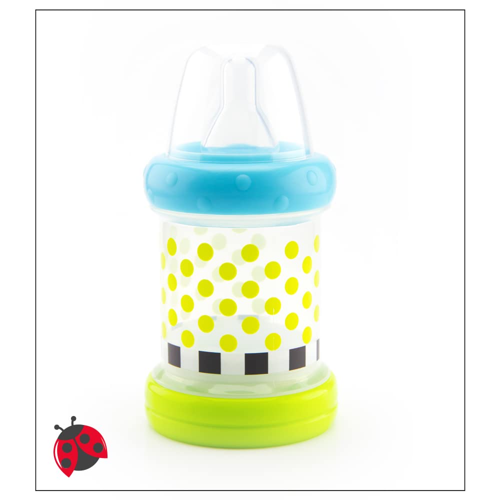 Two Sassy baby bottles showing vacuum disk system