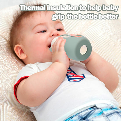 Close up view of the ergonomic handle on the silicone baby bottle holder