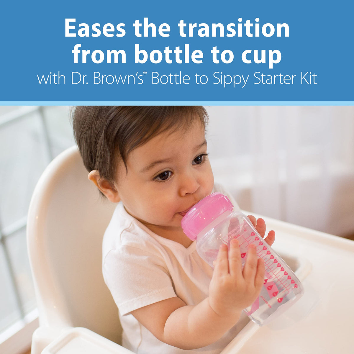 Dr. Brown's pink sippy bottle kit 2 pack packaging details