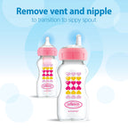 Top view of Dr. Brown's wide neck bottle and sippy components