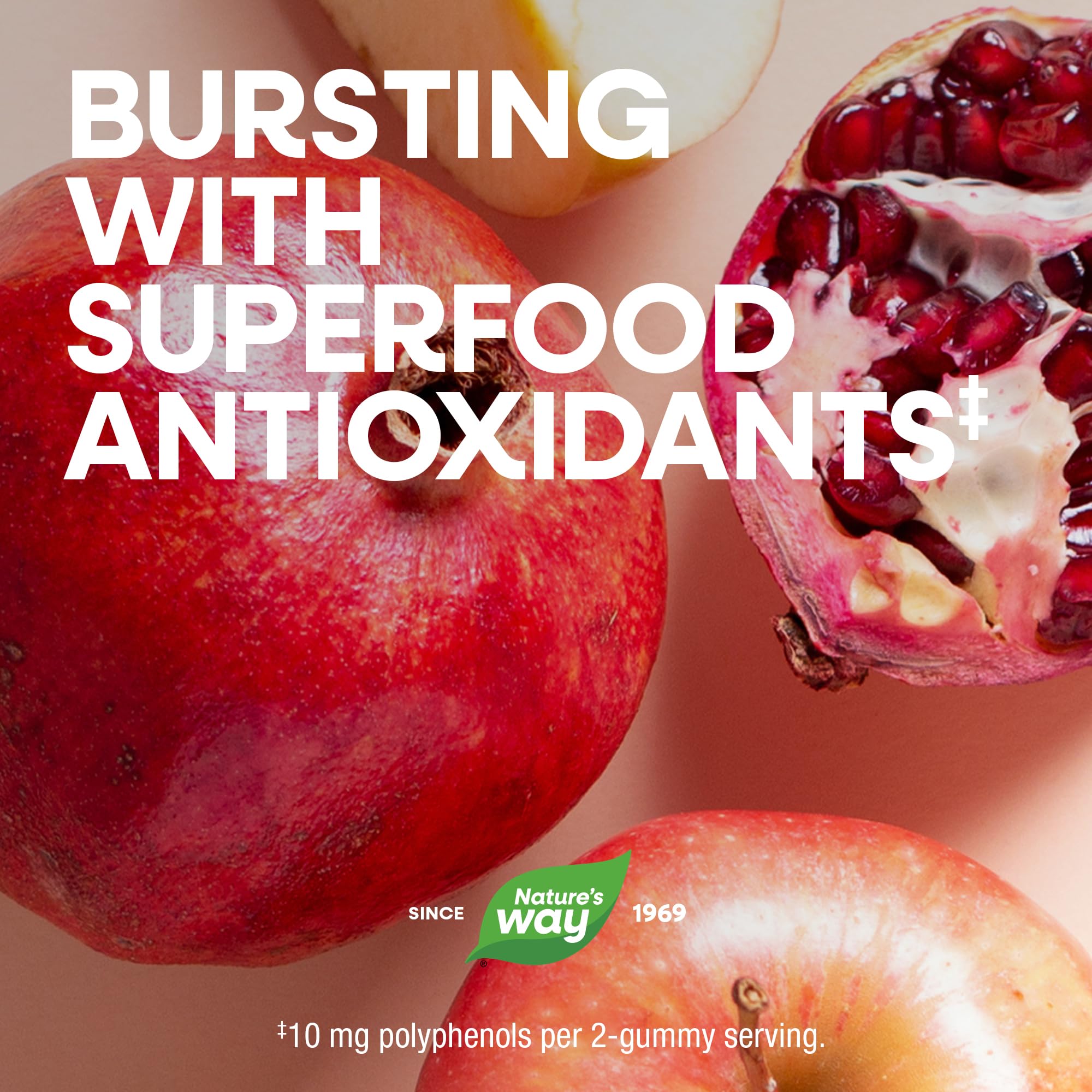 Close-up of the supplement facts and nutritional information label on Nature's Way Alive Women's 50 Plus 130 gummies.