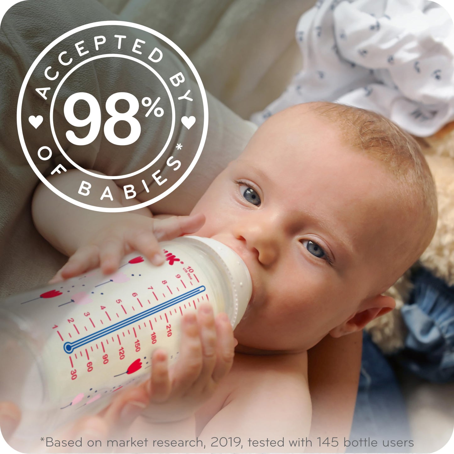 Top down view of Nuk 5 Fluid Ounce baby bottles