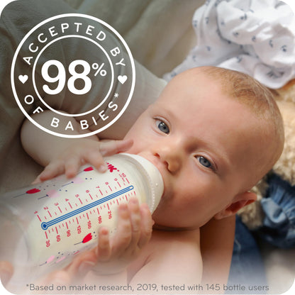 Top down view of Nuk 5 Fluid Ounce baby bottles